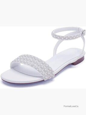Flat Bridal Sandals for Women Beach Wedding Shoes